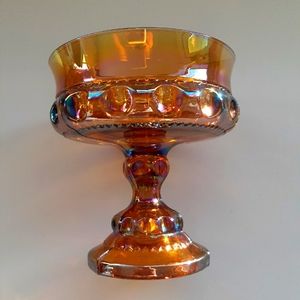 Gorgeous Peach Vintage Carnival Glass Goblet Candy Dish
